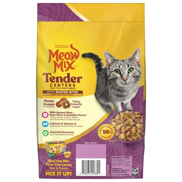 Meow Mix Tender Centers Dry Cat Food with Basted Bites, Beef & Salmon Flavors, 3 Pound Bag - Image 5