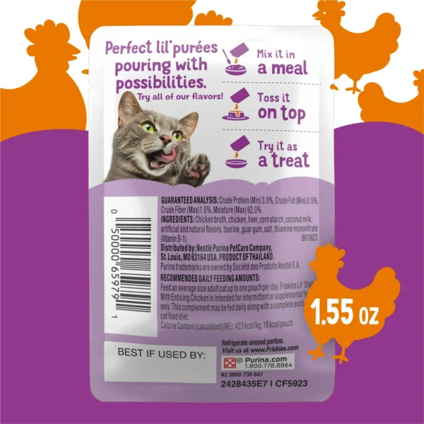 Purina Friskies Pureed Cat Food Toppers, Lil’ Shakes With Enticing Chicken Lickable Cat Treats - Image 3