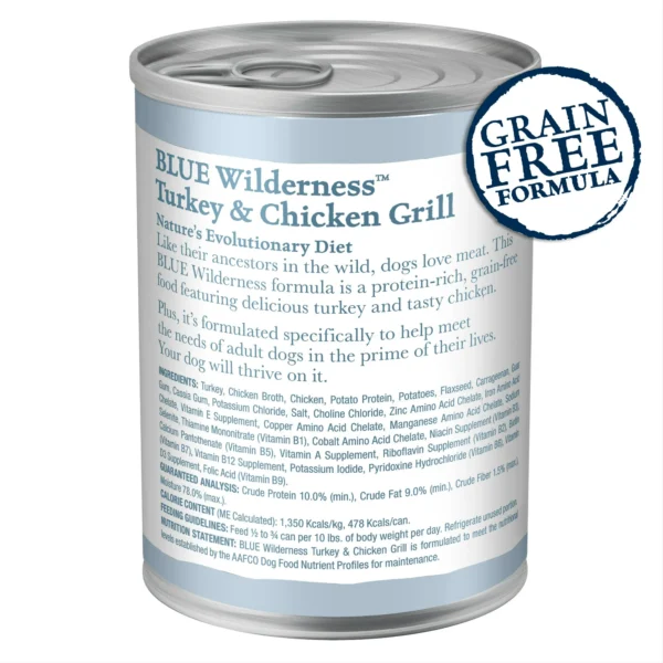 Blue Buffalo Wilderness Adult Wet Dog Food, Turkey & Chicken Grill, 12.5-oz. Can - Image 9