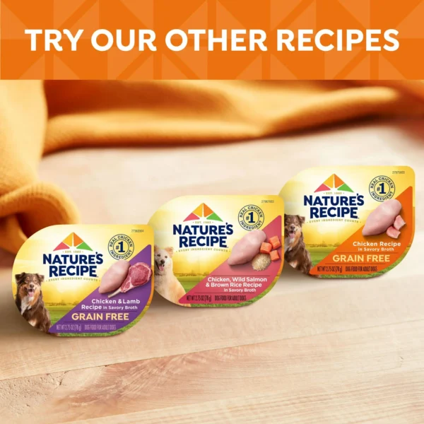 (4 pack) Nature’s Recipe Grain Free Chicken & Lamb Recipe in Savory Broth Wet Dog Food, 2.75 oz. Cup - Image 2