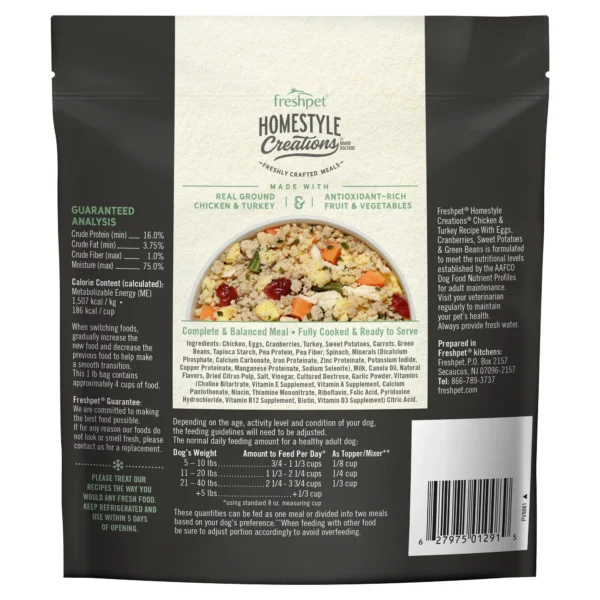 Freshpet Homestyle Creations Chicken and Turkey Recipe Fresh Dog Food Home Cooked Style 1lb Bag - Image 6