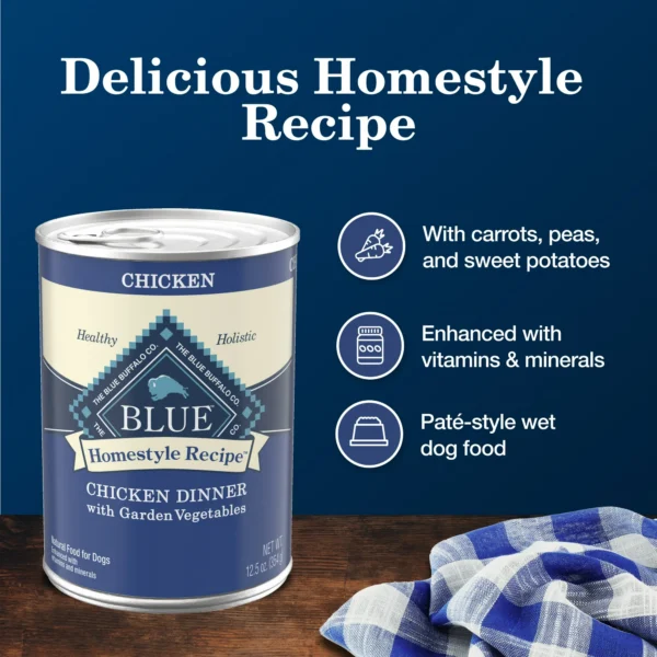Blue Buffalo Homestyle Recipe Adult Wet Dog Food, Chicken Dinner, 12.5-oz. Can - Image 9