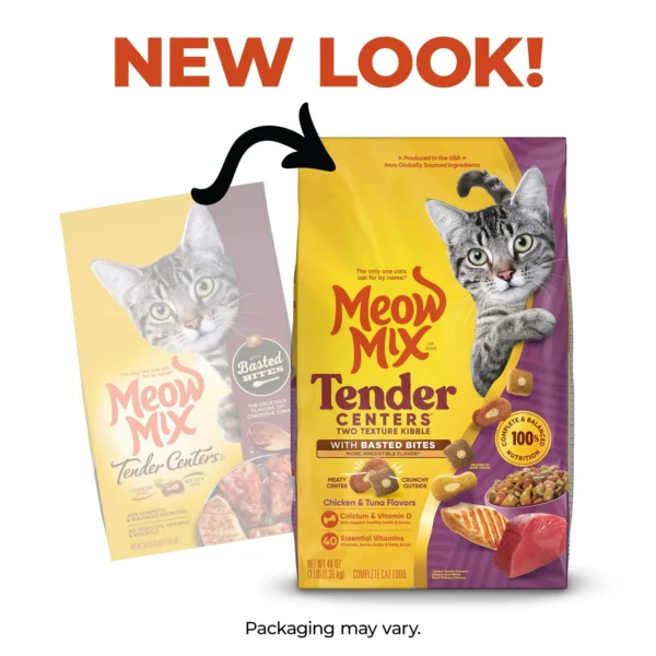 Meow Mix Tender Centers Dry Cat Food with Basted Bites, Beef & Salmon Flavors, 3 Pound Bag - Image 7