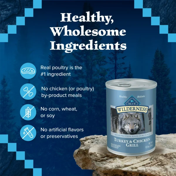 Blue Buffalo Wilderness Adult Wet Dog Food, Turkey & Chicken Grill, 12.5-oz. Can - Image 5