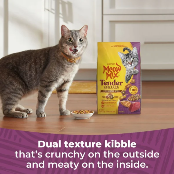 Meow Mix Tender Centers Dry Cat Food with Basted Bites, Beef & Salmon Flavors, 3 Pound Bag - Image 6