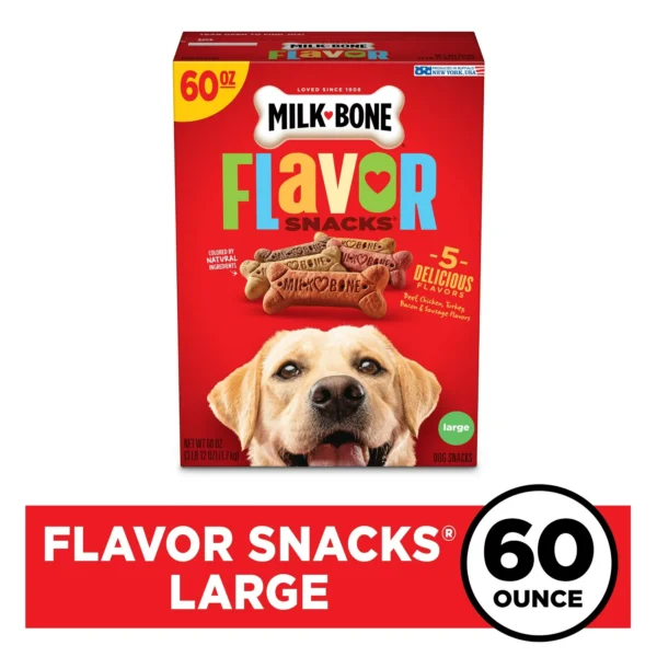 Milk-Bone Flavor Snacks Large Dog Biscuits, Flavored Crunchy Dog Treats, 60 oz. - Image 2