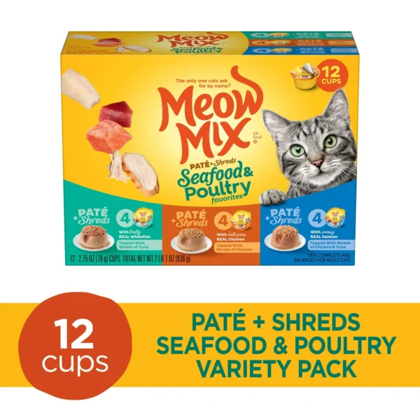 Meow Mix Pate Toppers Seafood & Poultry Variety Pack Wet Cat Food, 12 Cups - Image 3