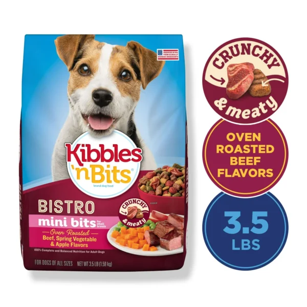Kibbles ‘n Bits Bistro Mini Bits, Oven Roasted Beef, Veggies & Apple Dry Dog Food, 3.5 lb. Bag - Image 4