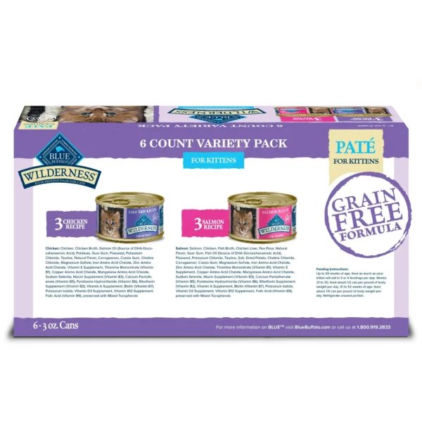 Blue Buffalo Wilderness Wet Kitten Food, Chicken & Salmon Variety Pack, 3-oz. (6 Count) - Image 4