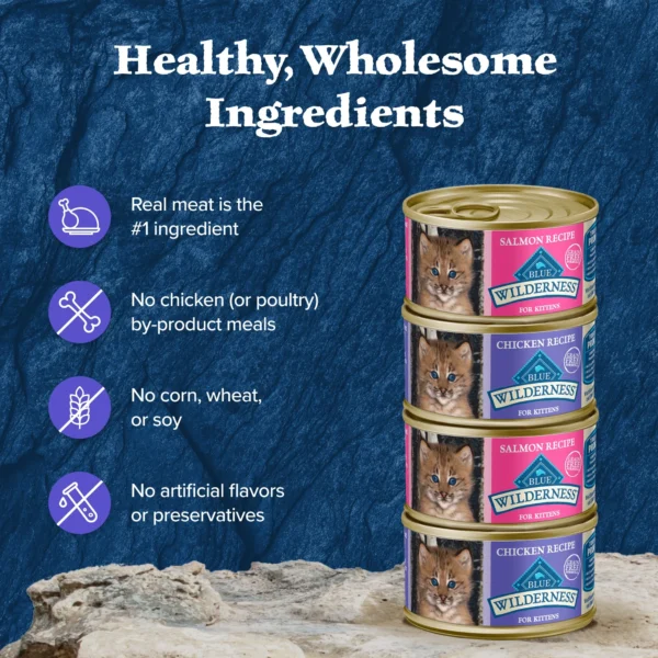 Blue Buffalo Wilderness Wet Kitten Food, Chicken & Salmon Variety Pack, 3-oz. (6 Count) - Image 3
