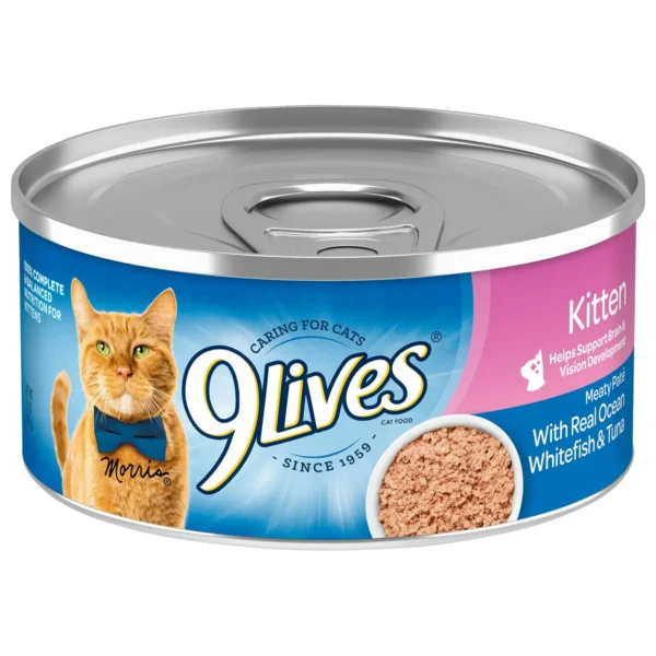 9Lives Wet Kitten Food, Meaty Pate with Real Ocean Whitefish & Tuna, 5.5 Ounce Can (Pack of 4) - Image 4