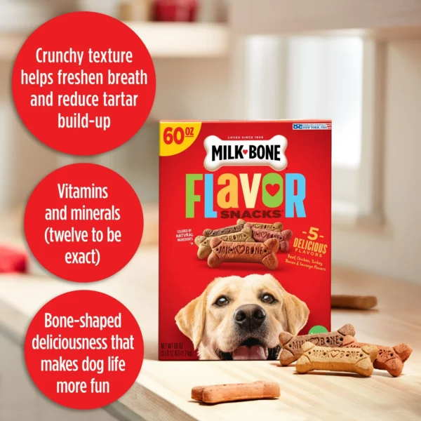 Milk-Bone Flavor Snacks Large Dog Biscuits, Flavored Crunchy Dog Treats, 60 oz. - Image 7