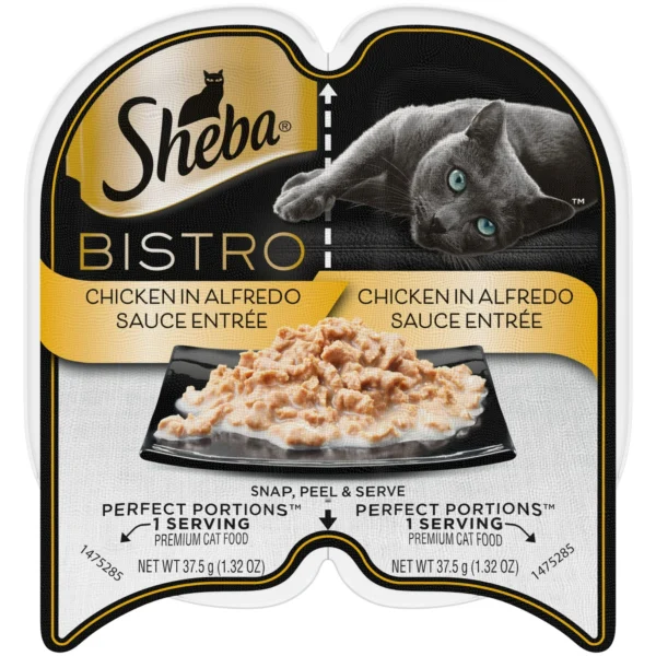 (6 pack) Sheba Perfect Portions Bistro Adult Wet Cat Food, Chicken in Alfredo Sauce Entree, 2.6 oz Twin-Pack Tray - Image 4