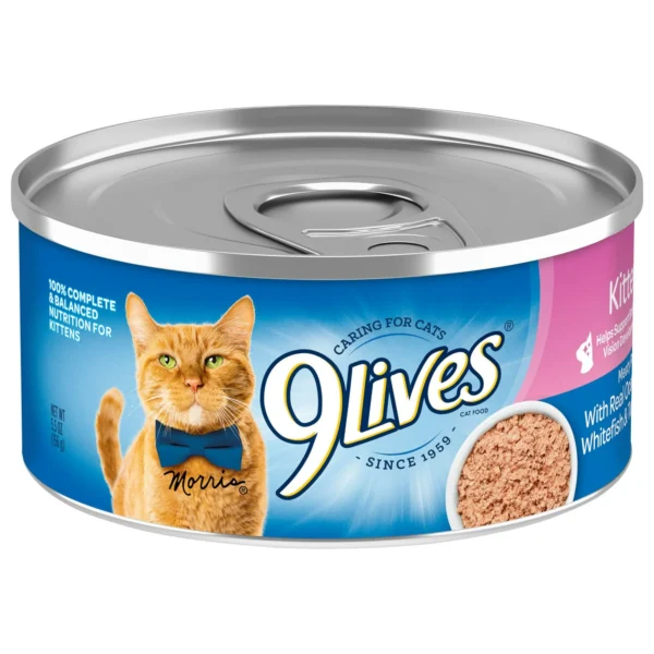 9Lives Wet Kitten Food, Meaty Pate with Real Ocean Whitefish & Tuna, 5.5 Ounce Can (Pack of 4) - Image 3