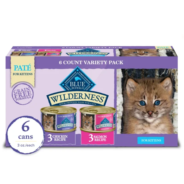 Blue Buffalo Wilderness Wet Kitten Food, Chicken & Salmon Variety Pack, 3-oz. (6 Count)