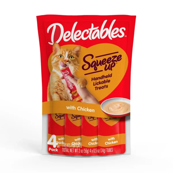Hartz Delectables Squeeze Up Lickable Wet Cat Treats, Chicken, 2oz, 4 Pack