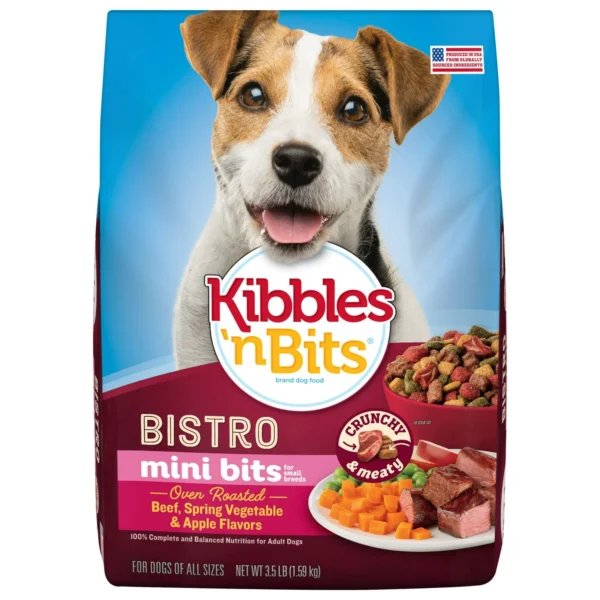 Kibbles ‘n Bits Bistro Mini Bits, Oven Roasted Beef, Veggies & Apple Dry Dog Food, 3.5 lb. Bag