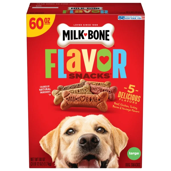 Milk-Bone Flavor Snacks Large Dog Biscuits, Flavored Crunchy Dog Treats, 60 oz.