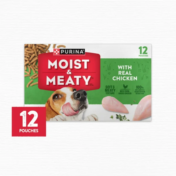 Purina Moist & Meaty Dry Dog Food, High Protein Real Chicken, 6 oz Pouch (12 Pack) - Image 4