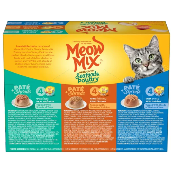 Meow Mix Pate Toppers Seafood & Poultry Variety Pack Wet Cat Food, 12 Cups - Image 6