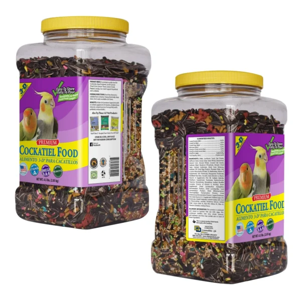3-D Pet Products Premium Cockatiel Bird Food Seeds, with Probiotics, 4.5 lb. Stay Fresh Jar - Image 8