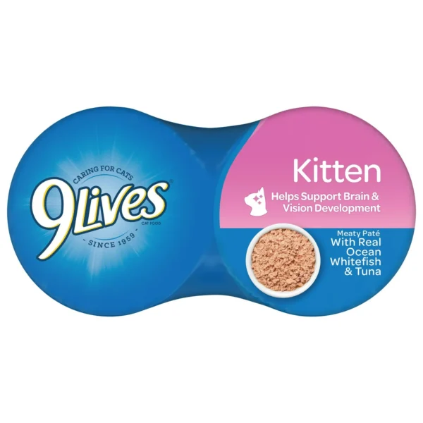 9Lives Wet Kitten Food, Meaty Pate with Real Ocean Whitefish & Tuna, 5.5 Ounce Can (Pack of 4) - Image 6