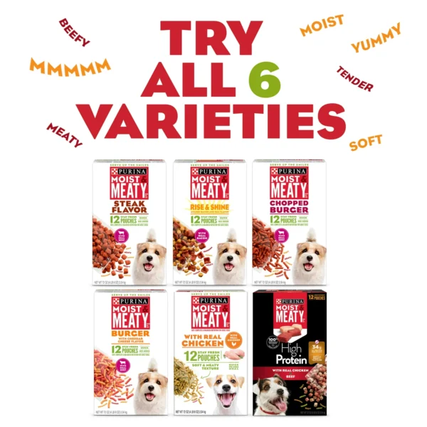Purina Moist & Meaty Dry Dog Food, High Protein Real Chicken, 6 oz Pouch (12 Pack) - Image 7